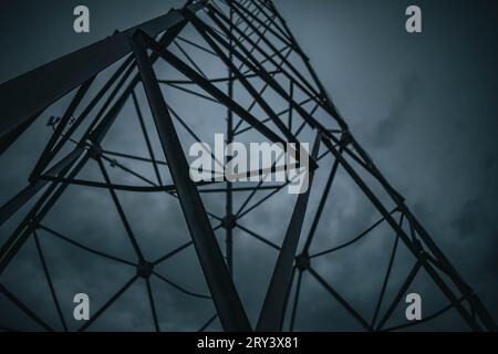 lines and geometry of an electric poll Stock Photo