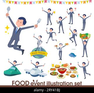 A set of consultant job man on food events.It's vector art so easy to edit. Stock Vector