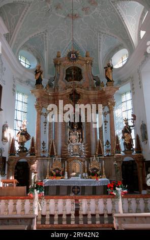 Altar in pilgrimage church Maria Gern, Altar in pilgrimage church Maria Gern, Berchtesgaden, Bavaria, Germany, Europe, interior, Christianity Stock Photo