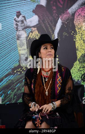 Mexico City, Mexico. 28th Sep, 2023. The singer originally from Oaxaca, Lila Downs, attends a press conference to promote her new album 'La Sanchez' and announce her concert at the National Auditorium. on September 28, 2023 in Mexico City, Mexico. (Credit Image: © Carlos Tischler/eyepix via ZUMA Press Wire) EDITORIAL USAGE ONLY! Not for Commercial USAGE! Stock Photo