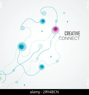 Abstract graphic design with connection background. Vector color illustration structure. Smooth wavy lines Stock Vector