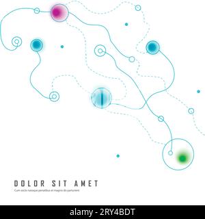 Abstract graphic design with connection background. Vector color illustration structure. Smooth wavy lines Stock Vector