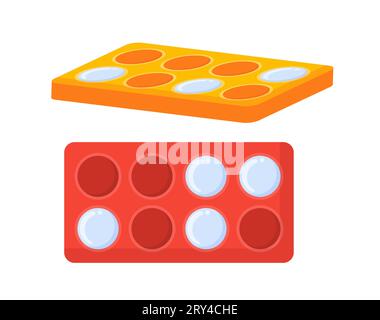 Ice plastic trays vector concept Stock Vector