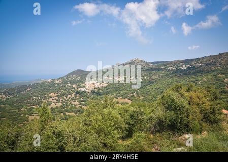 Landscape view to Mediterranean an inside Island see, views of the majestic nature around, Calvi, France Stock Photo