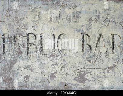 Stone tablet reading PUBLIC BAR outside former pub, the Welsh Pony,  in Oxford Stock Photo