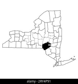 Map of Delaware County in New York state on white background. single County map highlighted by black colour on New york map . Stock Photo