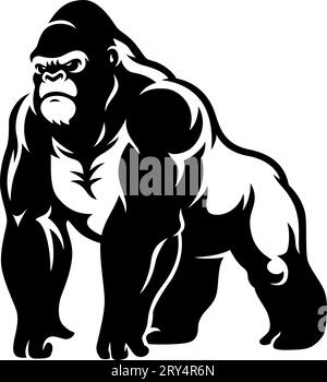 Aggressive Muscular Gorilla Standing Illustration Stock Vector