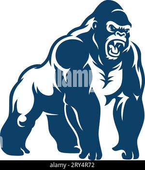 Aggressive Muscular Gorilla Standing Illustration Stock Vector