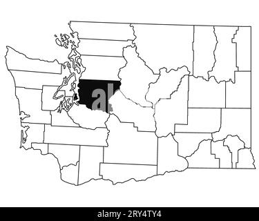 Map of King County in Washington DC state on white background. single County map highlighted by black colour on WASHINGTON map. UNITED STATES, US Stock Photo