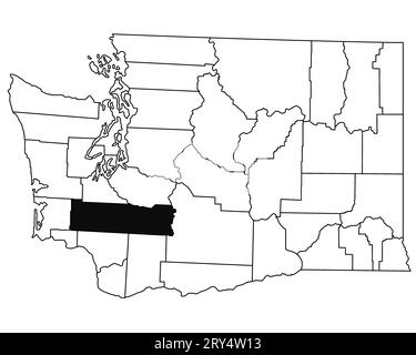 Map of Lewis County in Washington DC state on white background. single County map highlighted by black colour on WASHINGTON map. UNITED STATES, US Stock Photo