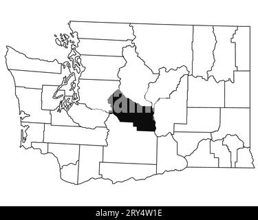 Map of kittitas County in Washington DC state on white background. single County map highlighted by black colour on WASHINGTON map. UNITED STATES, US Stock Photo