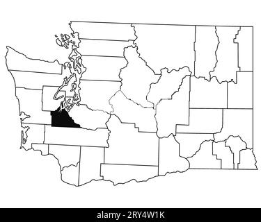 Map of Thurston County in Washington DC state on white background. single County map highlighted by black colour on WASHINGTON map. UNITED STATES, US Stock Photo