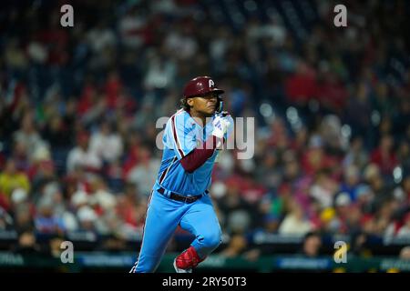 Philadelphia Phillies' Cristian Pache plays during the third inning of a  baseball game, Tuesday, April 11, 2023, in Philadelphia. (AP Photo/Matt  Rourke Stock Photo - Alamy