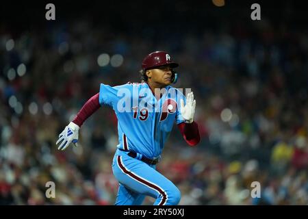 Philadelphia Phillies' Cristian Pache plays during a baseball game