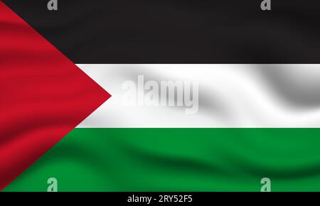 illustration of palestina waving flag banner background Stock Vector