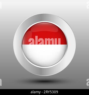 Indonesia round flag metal button background Stock Vector