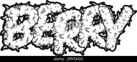 Lettering symphony world berry cannabis smoke monochrome vector illustrations for your work logo, merchandise t-shirt, stickers and label designs Stock Vector