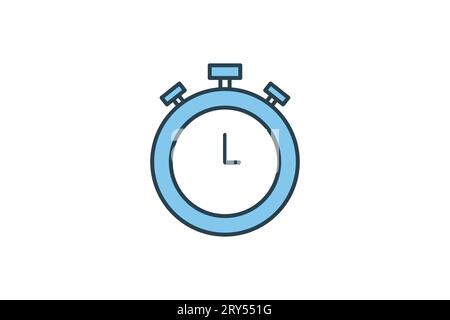 Stopwatch icon. icon related to time management. suitable for web site design, app, user interfaces, printable etc. Flat line icon style. Simple vecto Stock Vector