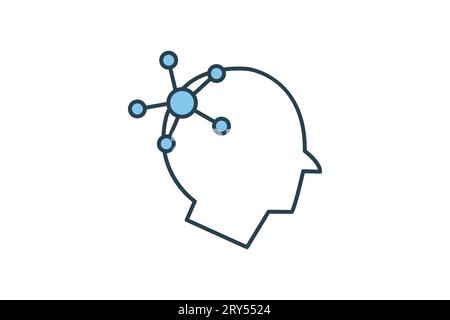 Mind map icon. icon related to critical thinking. suitable for web site design, app, user interfaces, printable etc. Flat line icon style. Simple vect Stock Vector