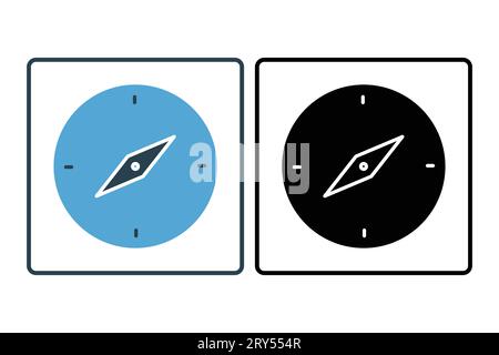 Compass icon. icon related to direction and purpose. suitable for web site design, app, user interfaces, printable etc. Solid icon style. Simple vecto Stock Vector