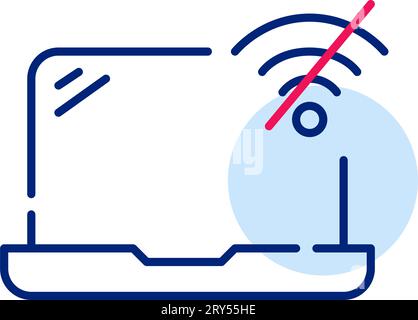 No wifi connection on laptop. Pixel perfect icon Stock Vector