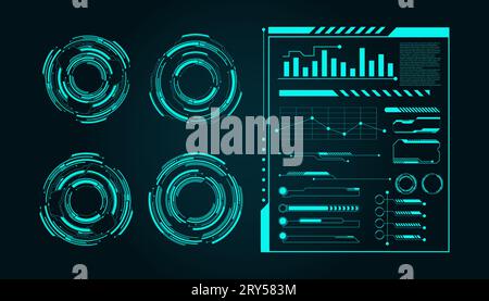 Abstract modern futuristic technology hud element set illustration Stock Vector