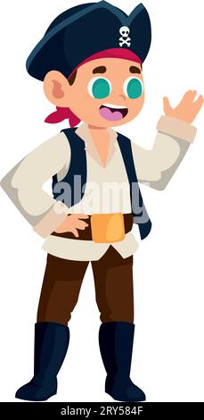 halloween kid disguised in pirate Stock Vector