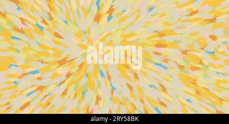 Vibrant oil painting abstract background in yellow tone, colorful and energetic radial dot style brushstroke art banner Stock Photo