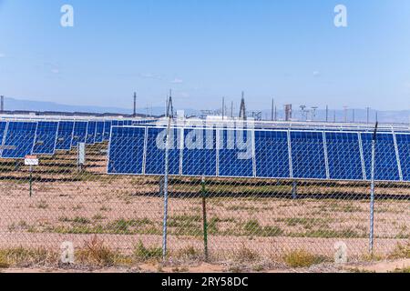 Solar Energy Farm near Alamosa, Colorado. Stock Photo