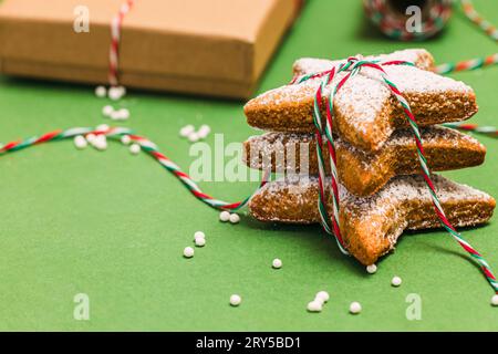 Homemade star shaped Christmas cookies close-up Stock Photo