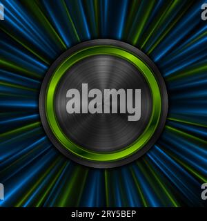Abstract bright glowing technology background with metallic circles and shiny rays. Futuristic vector design Stock Vector
