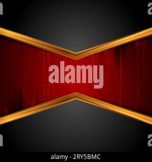 Black and red abstract technology cybersecurity background. Binary code system vector design Stock Vector