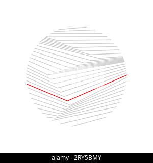 The red line stands out among the gray monochrome curves. Abstract refraction vector background Stock Vector