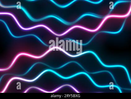 Colorful glowing neon abstract wavy circles tech background. Vector design Stock Vector