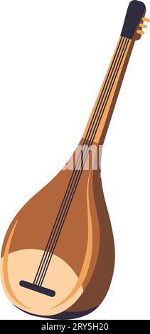 Flat turkish baglama saz Royalty Free Vector Image