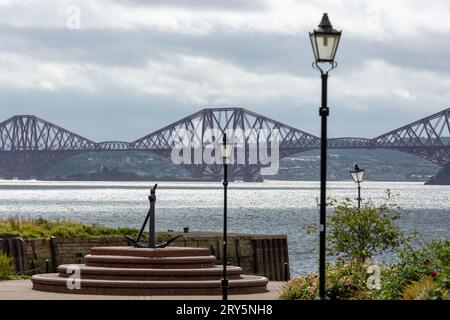 The Forth Rail Bridge seen from St Davids harbour, Dalgety Bay, Fife, Scotland Stock Photo