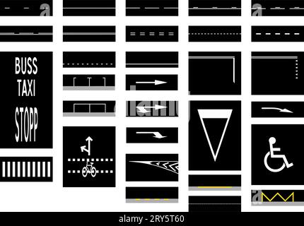 The entire table of road signs in one file, Road signs in Sweden Stock Vector