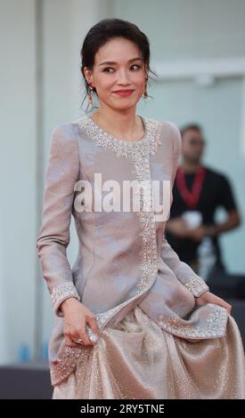 VENICE, ITALY - SEPTEMBER 09: Shu Qi attends a red carpet ahead of the closing ceremony at the 80th Venice Film Festival on September 09, 2023 Stock Photo