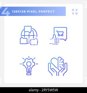 Pixel perfect gradient soft skills icons set Stock Vector