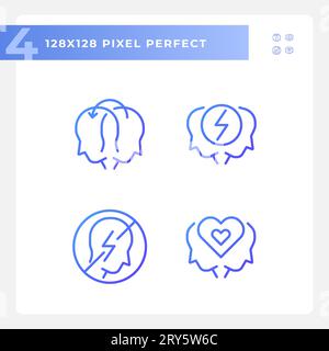 Purple pixel perfect soft skills icons set Stock Vector