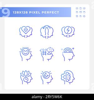 2D purple gradient soft skills icons pack Stock Vector