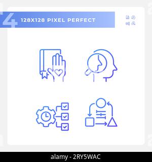 2D purple pixel perfect gradient soft skills icons Stock Vector