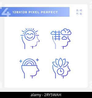 Purple pixel perfect soft skills icons pack Stock Vector