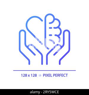 2D thin linear gradient emotion and logic balance icon Stock Vector