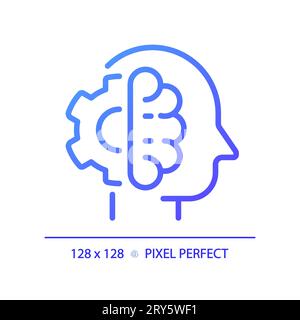 2D thin linear gradient high IQ icon Stock Vector