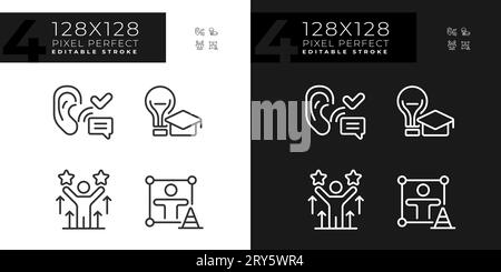2D customizable dark and light soft skills icons set Stock Vector