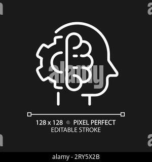 2D customizable thin linear white high IQ icon Stock Vector