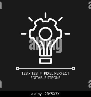 2D customizable thin linear white problem solving icon Stock Vector