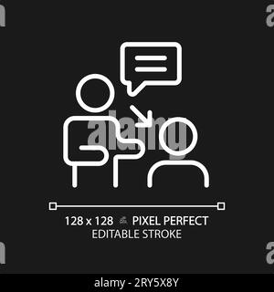 2D customizable thin linear white coaching icon Stock Vector
