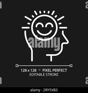 2D customizable thin linear white positive thinking icon Stock Vector